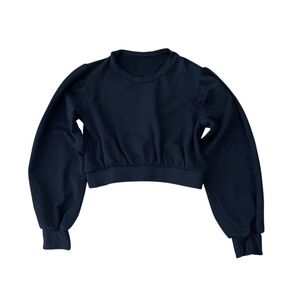 Londre Bodywear Cropped Puff Sleeve Sweatshirt Black XS